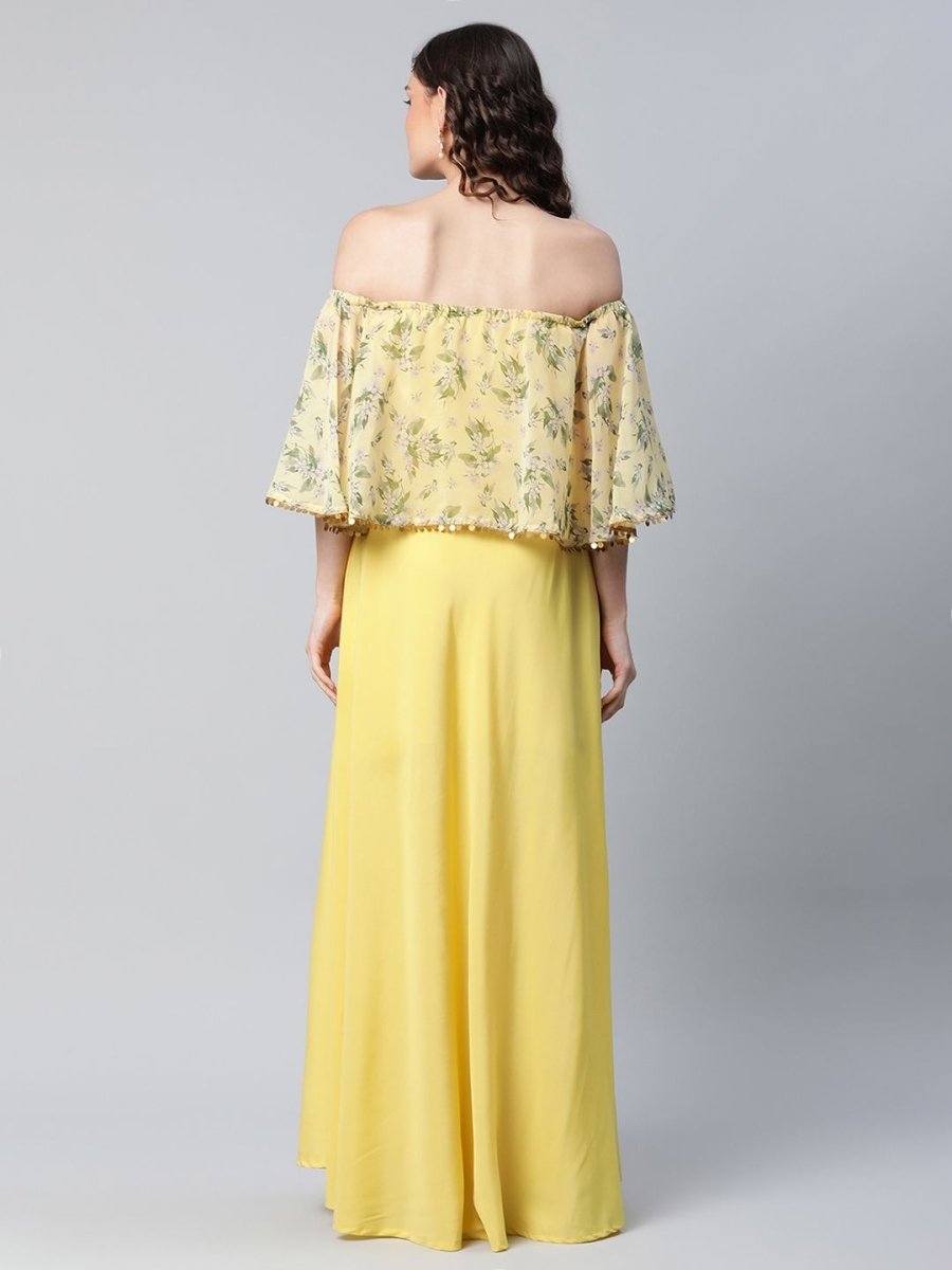 Ahalyaa Women Crepe Printed Yellow Dress - Distacart