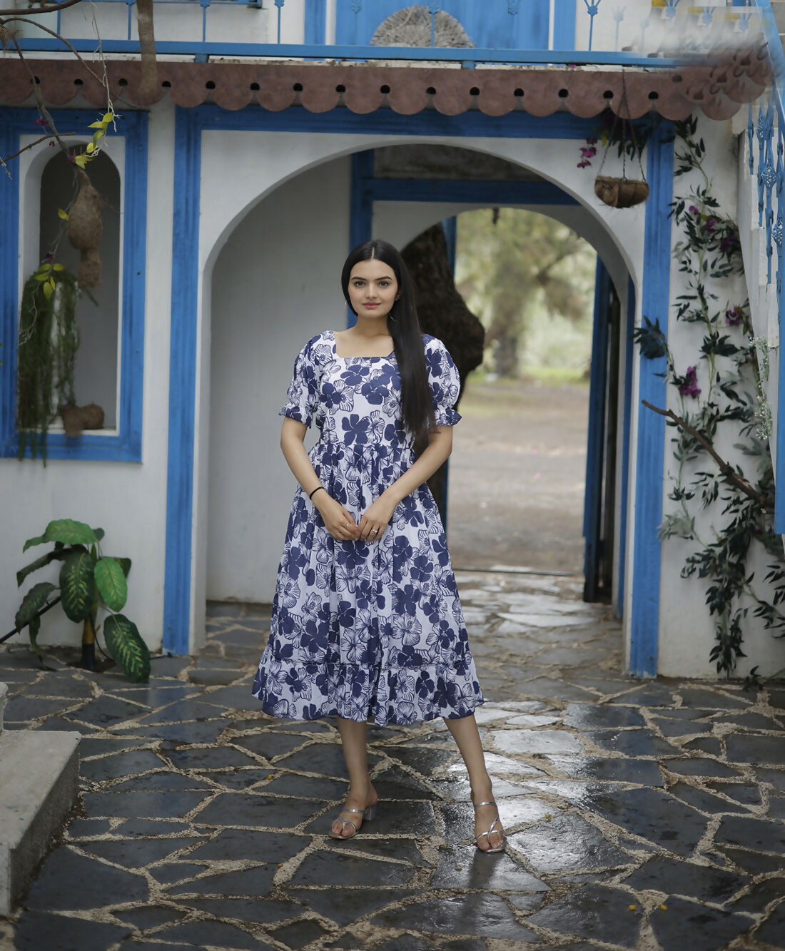 Aayaa Designer Printed One Piece Dress - Multi Color