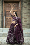 Vastranavya Enchanting Designer Tebby-Silk Lehenga Choli With Dupatta Set - Wine