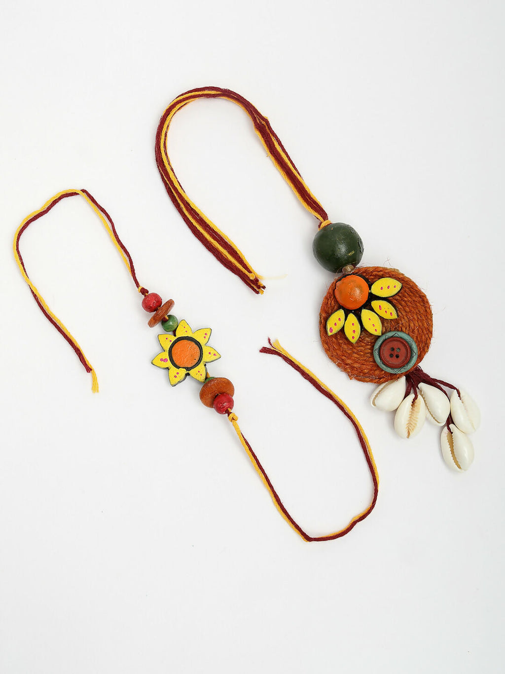NVR Women & Men Set of 2 Multicolor Sea Shell Handcrafted Bhaiya Bhabhi Rakhi With Roli Chawal - Distacart