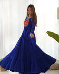 Joban Fashion Royal Blue Kurta Set Chanderi Sequence Embroidery Work - Distacart