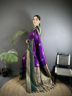 Joban Fashion Purple Banarasi Soft Silk Woven Saree - Distacart