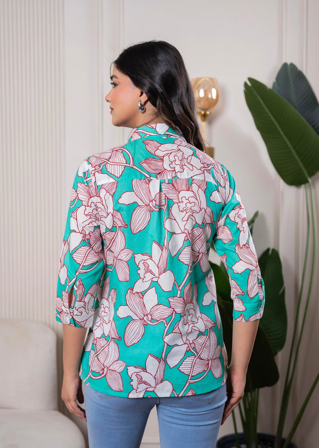 Juniper Lamora Turquoise Floral Button-Down Shirt - Distacart