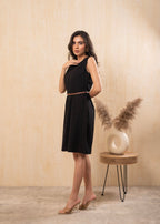Juniper Lamora Black Sleeveless A-Line Belted Dress - Distacart