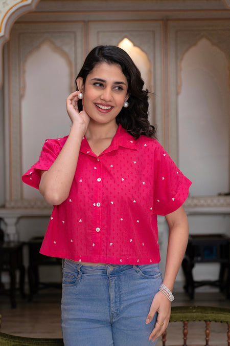 Juniper Lamora Pink Heart Sprinkles Boxy Shirt Top