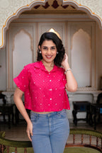 Juniper Lamora Pink Heart Sprinkles Boxy Shirt Top