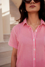 Juniper Lamora Vertical Striped Short-Sleeve Shirt - Distacart