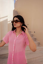 Juniper Lamora Vertical Striped Short-Sleeve Shirt - Distacart
