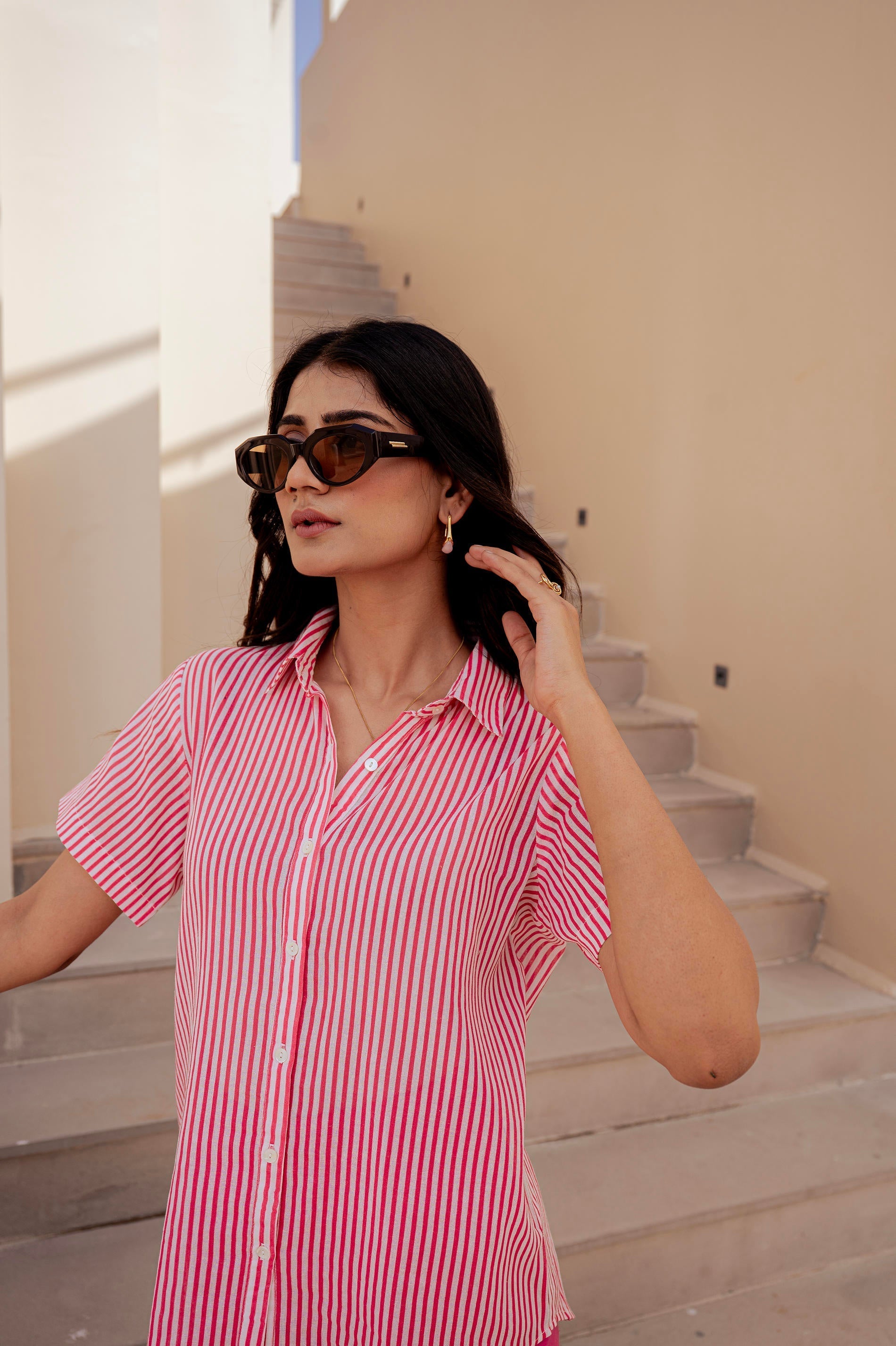 Juniper Lamora Vertical Striped Short-Sleeve Shirt - Distacart