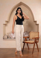 Juniper Lamora Women? Beige Wide-Leg Palazzo With Utility Pockets - Distacart