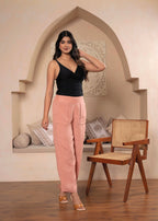 Juniper Lamora Women? Peach Wide-Leg Palazzo With Utility Pockets