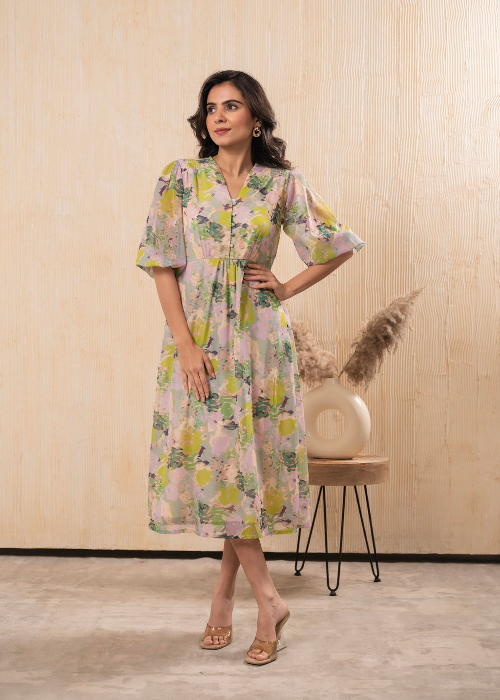 Juniper Lamora Pastel Floral A-Line Midi Dress - Distacart