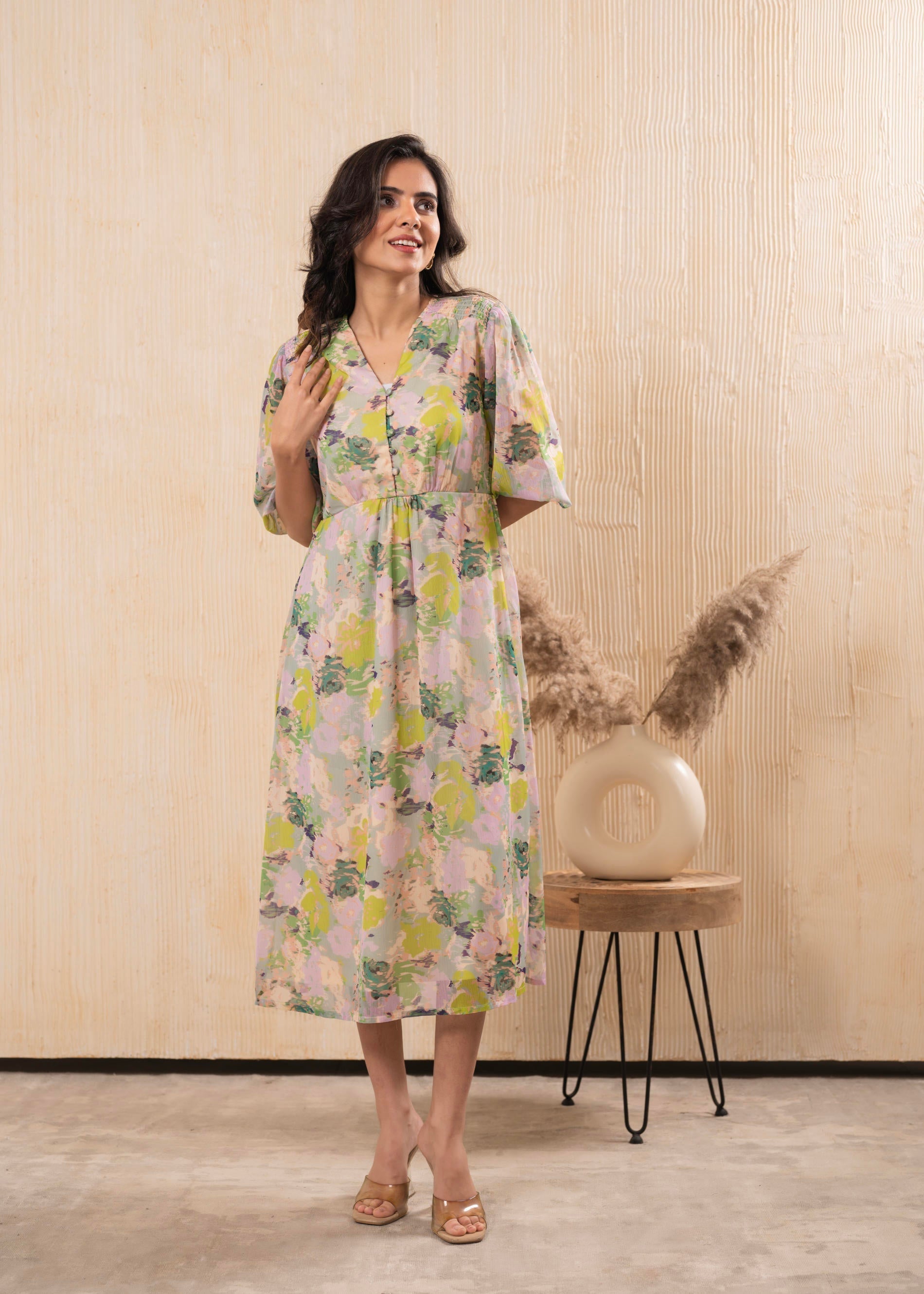 Juniper Lamora Pastel Floral A-Line Midi Dress - Distacart