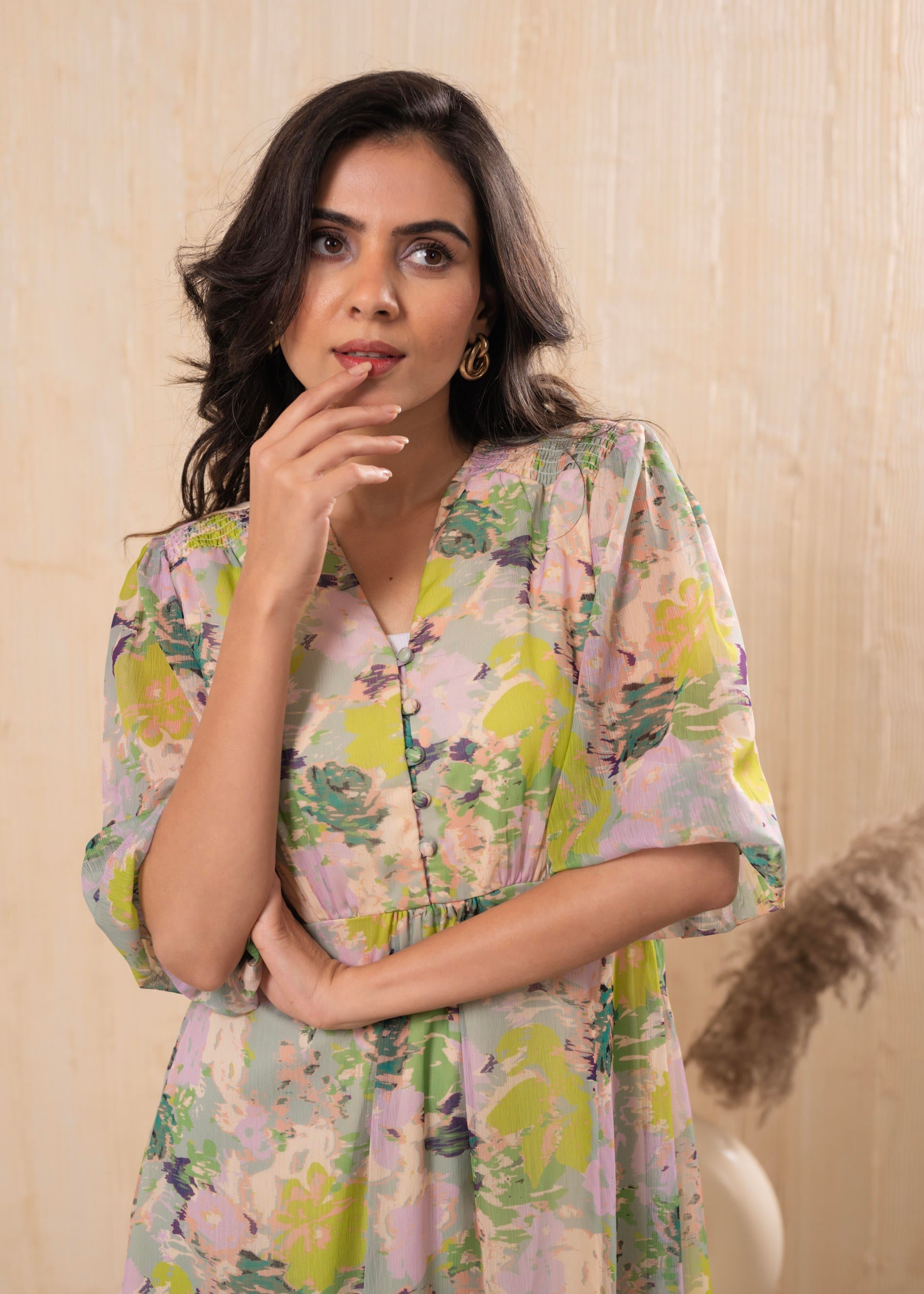 Juniper Lamora Pastel Floral A-Line Midi Dress - Distacart