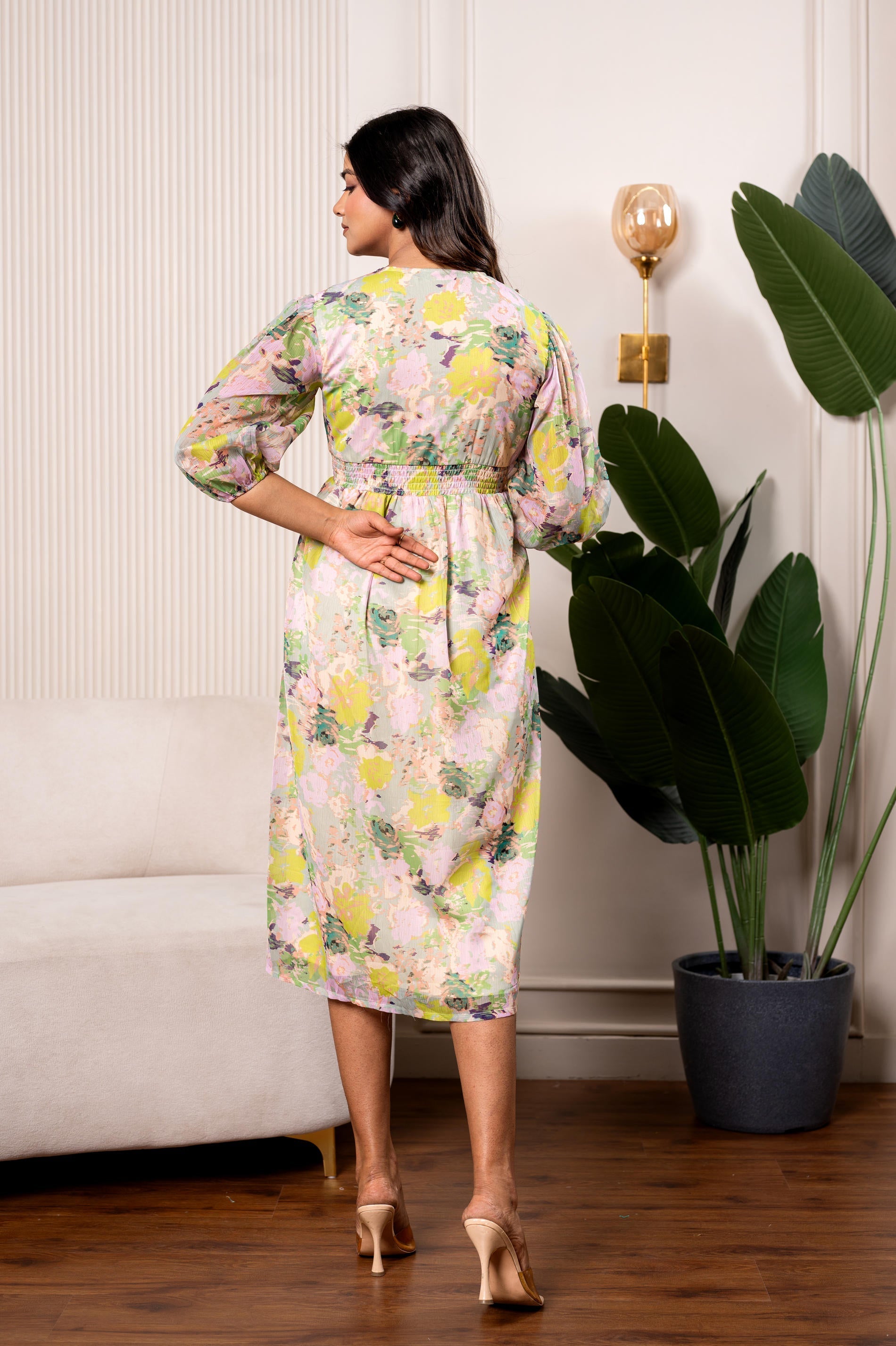 Juniper Lamora Pastel Floral A-Line Midi Dress - Distacart