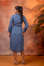 Juniper Lamora Navy Blue Polka Dot Shirt Dress With Waist Tie - Distacart