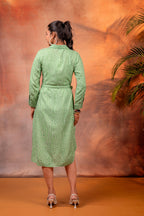 Juniper Lamora Green Polka Dot Shirt Dress With Waist Tie - Distacart