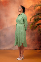 Juniper Lamora Green Polka Dot Shirt Dress With Waist Tie - Distacart