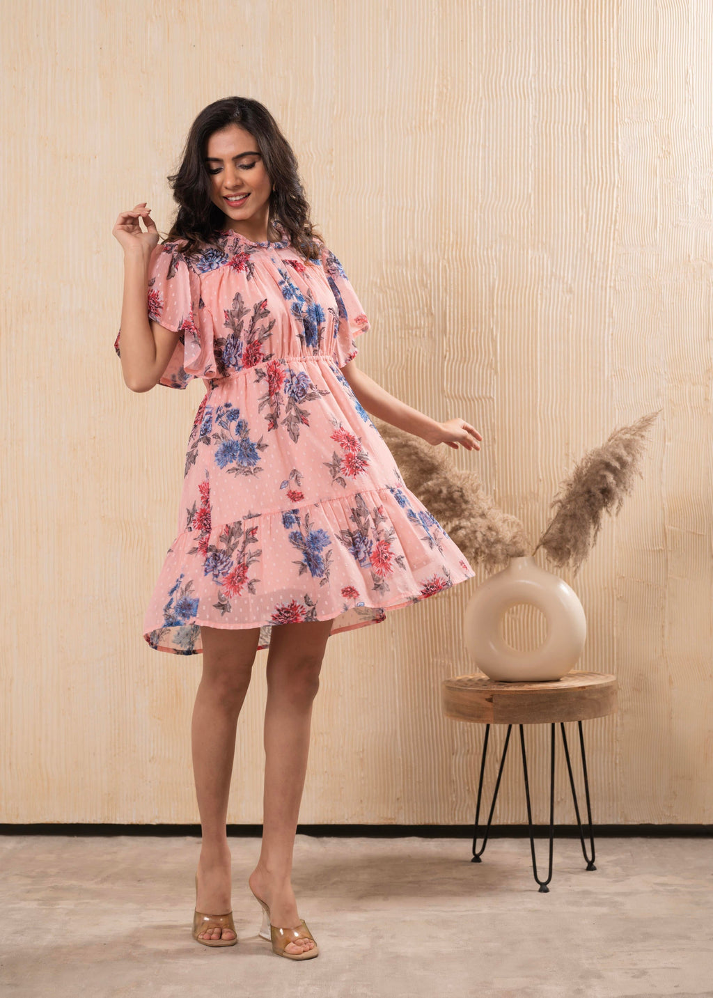 Juniper Lamora Peach Bloom Ruffle Tier Dress - Distacart