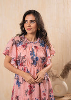 Juniper Lamora Peach Bloom Ruffle Tier Dress - Distacart