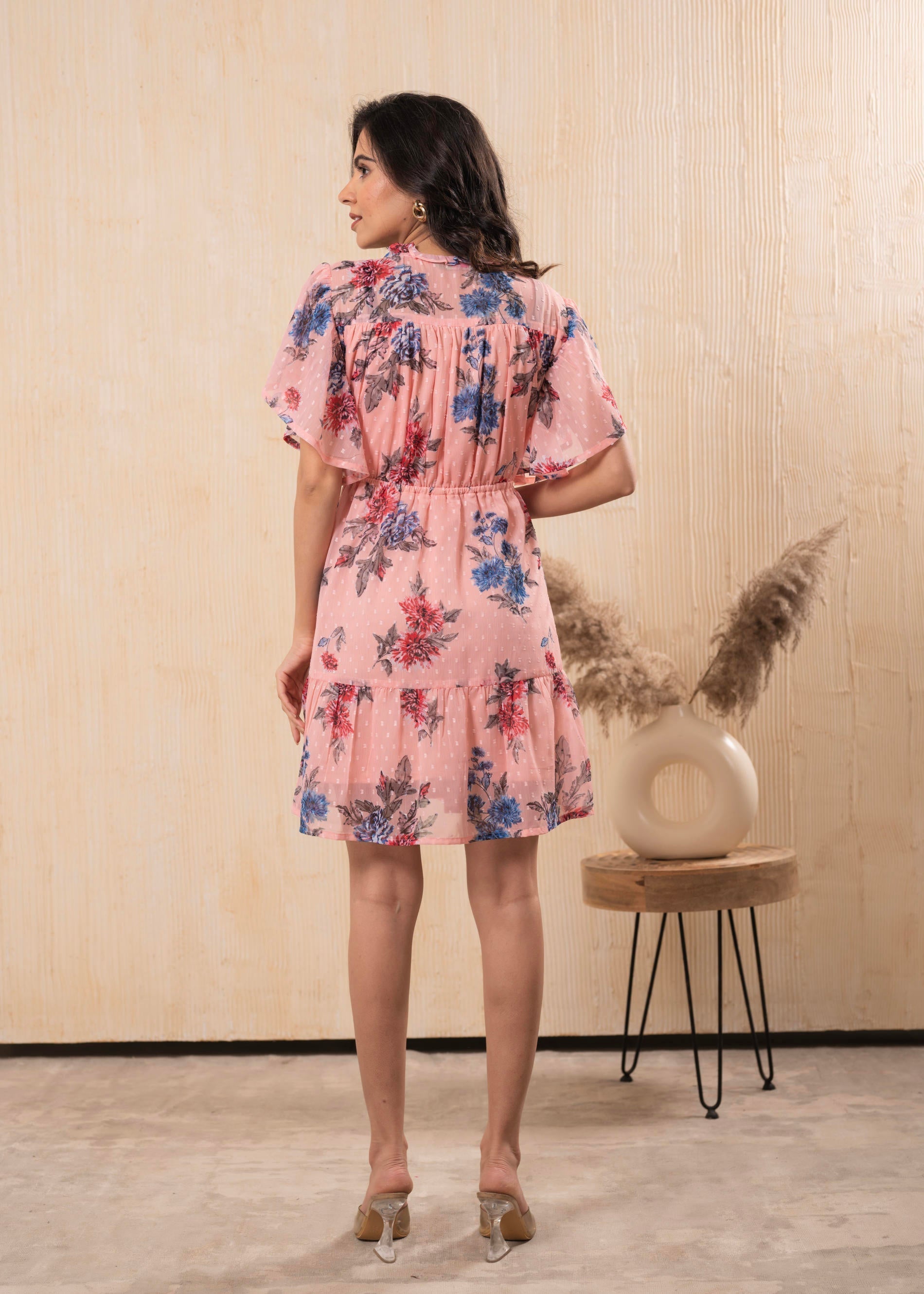 Juniper Lamora Peach Bloom Ruffle Tier Dress - Distacart