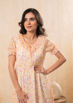 Juniper Lamora Pastel Peach Floral Fit & Flare Short Dress - Distacart