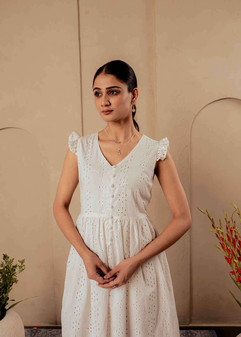 Juniper Lamora Cotton Midi Dress With Ruffled Sleeves - Distacart
