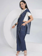Joban Fashion Off White Cotton Denim Skirt Drape With Top
