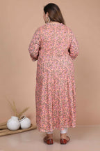 Miravan Women's Plus Size Surpassing Orange Partywear Floral Printed Anarkali Kurta Dupatta 