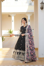 Joban Fashion Black Georgette Sequence Embroidery Work Kurta Set - Distacart
