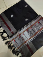 DEIANA'S Beautiful Designer Golden zari Soft Lichi Silk Saree - Black