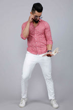 Miravan Men's Cotton Pink Floral Printed Shirt