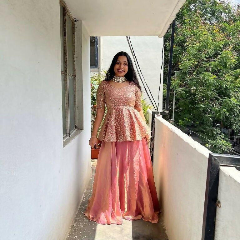 Teeya Creation Peach Color Crunchy Silk Embroidery Work Festiwal Wear Salwar Suit - Distacart