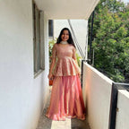 Teeya Creation Peach Color Crunchy Silk Embroidery Work Festiwal Wear Salwar Suit - Distacart