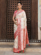 Shree Shyam Fashion White Silk Saree - Distacart