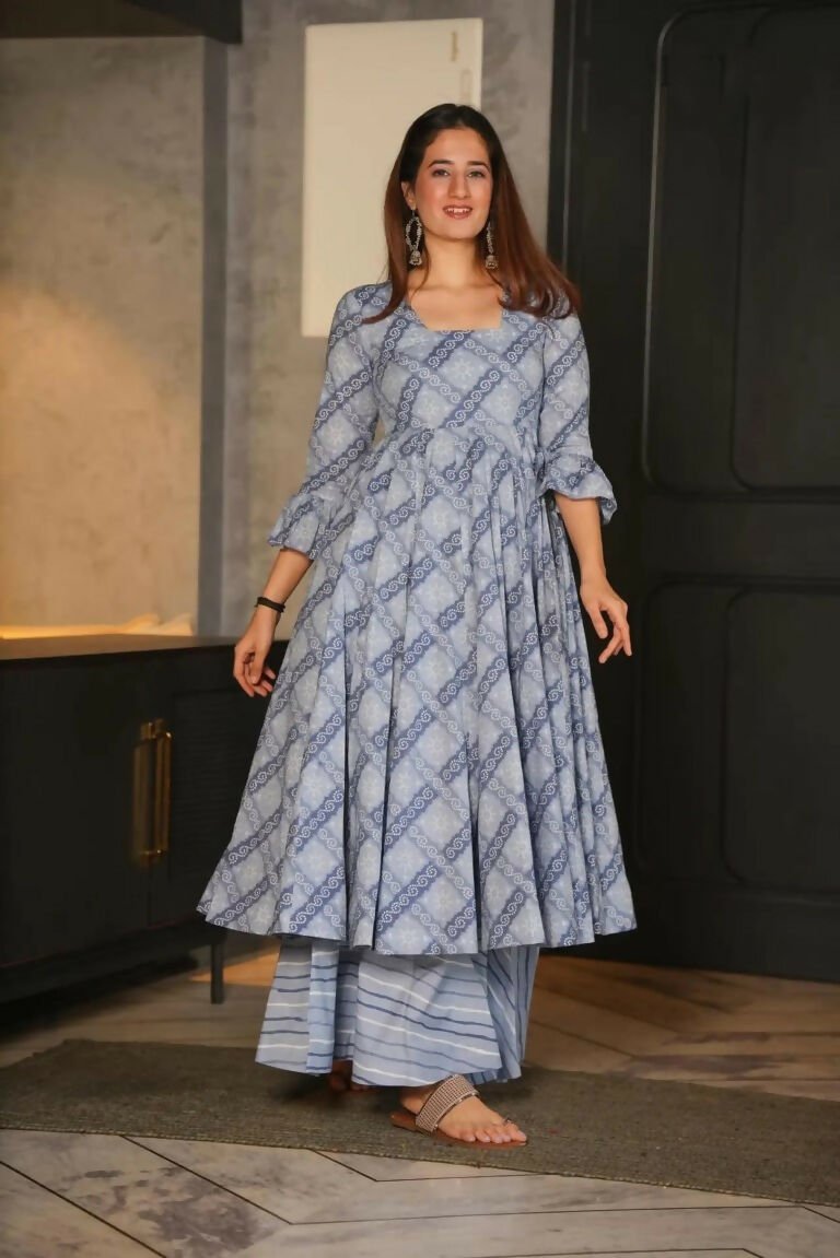 Aayaa Designer Printed Cotton Silk Suit - Multi Color