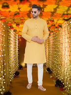 Even Apparels Men's Pintuck Fancy Yellow Kurta