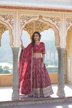 Lorenvalley Ranipink Pure Viscose Jacquard With Embroidered Sequins work Lehenga Choli