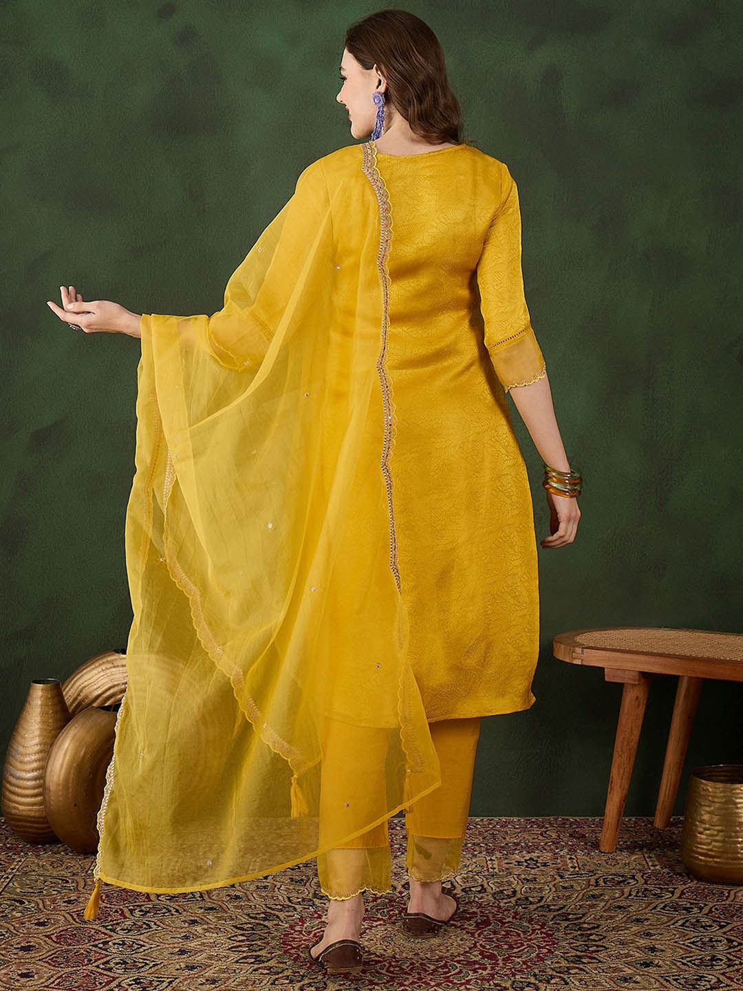 Sangria Embroidered Kurta & Trouser With Dupatta