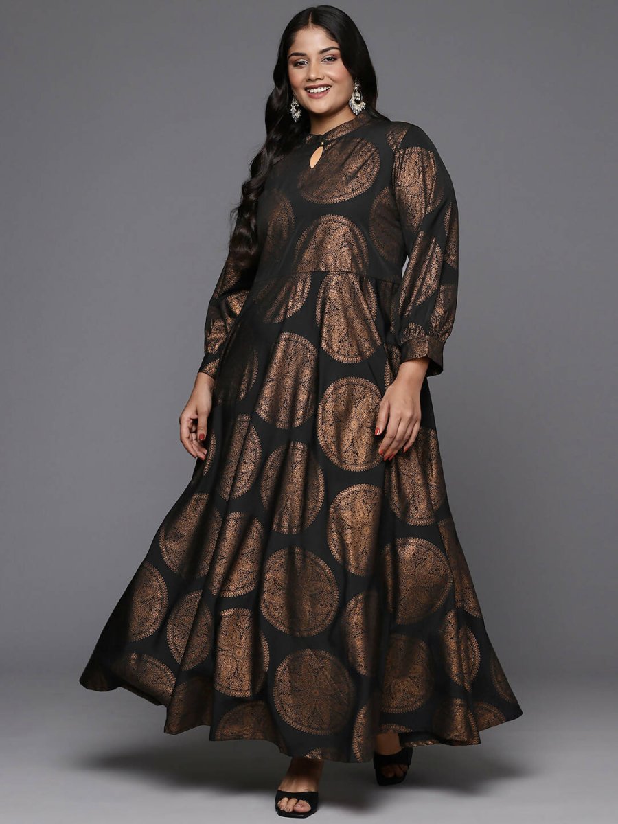 Ahalyaa Women's Traditional wear Ethnic Dress - Black - Distacart