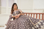 Aastha Fashion Space Gray Butterfly Net White Cotton Thread Work And Sequence Work Embroidery Wedding Wear Lehenga Choli