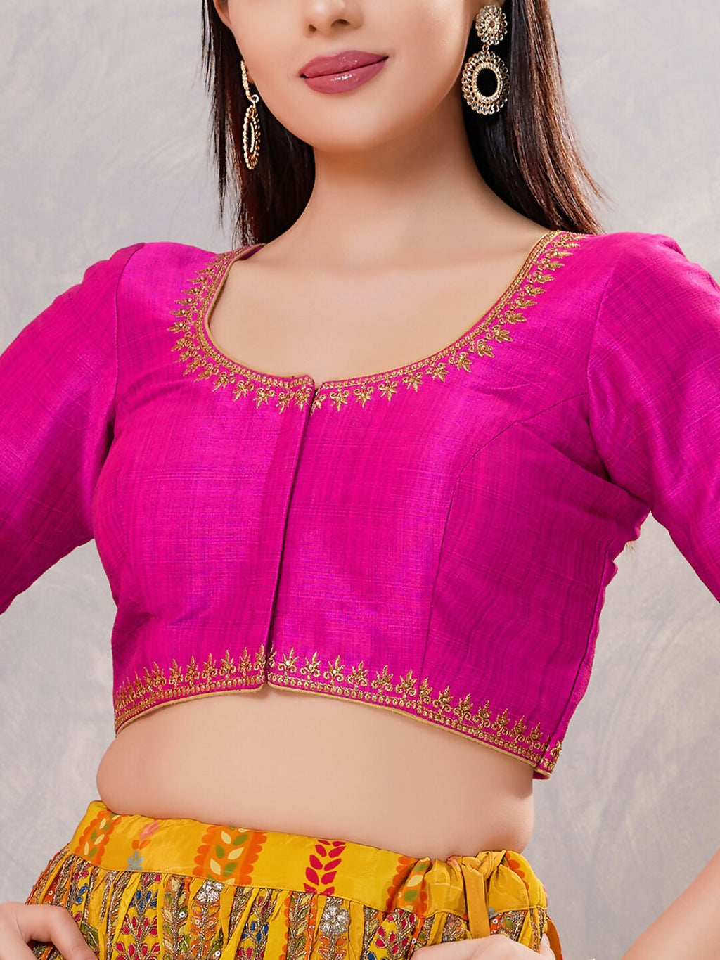 Joban Fashion Women Silk Purple Stitched Blouse
