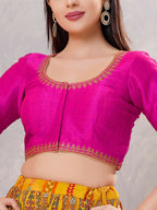 Joban Fashion Women Silk Purple Stitched Blouse
