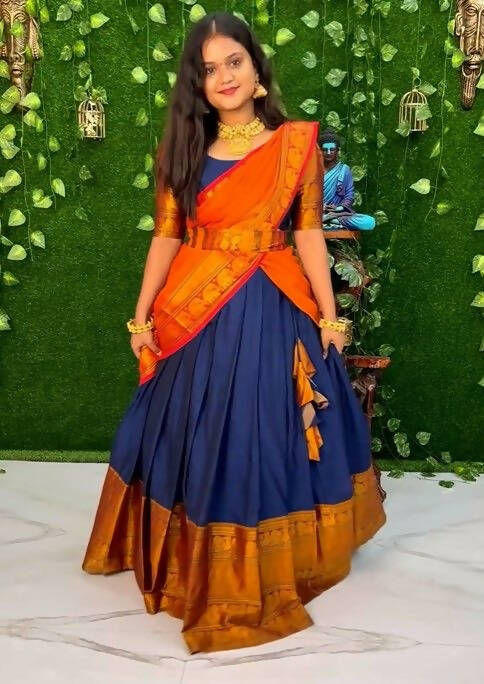DEIANA'S Beautiful KanJivaram Silk Jari Lahengha Choli - Blue