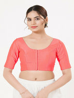 Joban Fashion Fuschia-Pink Taffeta Silk Elbow Sleeveless Front Open Blouse