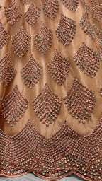 Jyoti Fashion Women's Peach Bridal Net Fancy Dori & Multi Thread Embroidered with Zircon Diamond Work Wedding Lehenga Choli