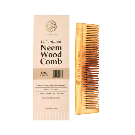 The Pure Story Oil Infused Neem Wood Dual Comb