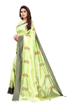 Vamika Parrot Green Crepe Embroidery Saree (Nirali Pista)