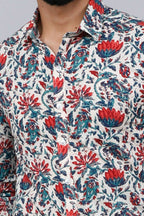 Miravan Men's Multi-Colour Floral Print Partywear Shirt