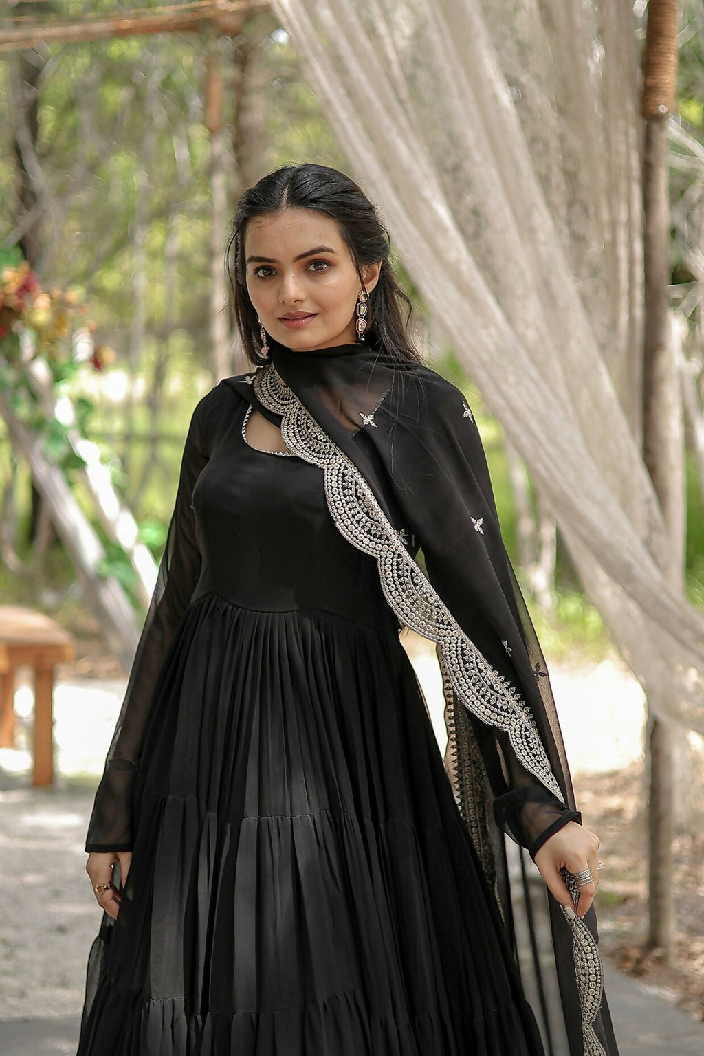 Joban Fashion Black Georgette Sequence Embroidery Work Kurta Set - Distacart